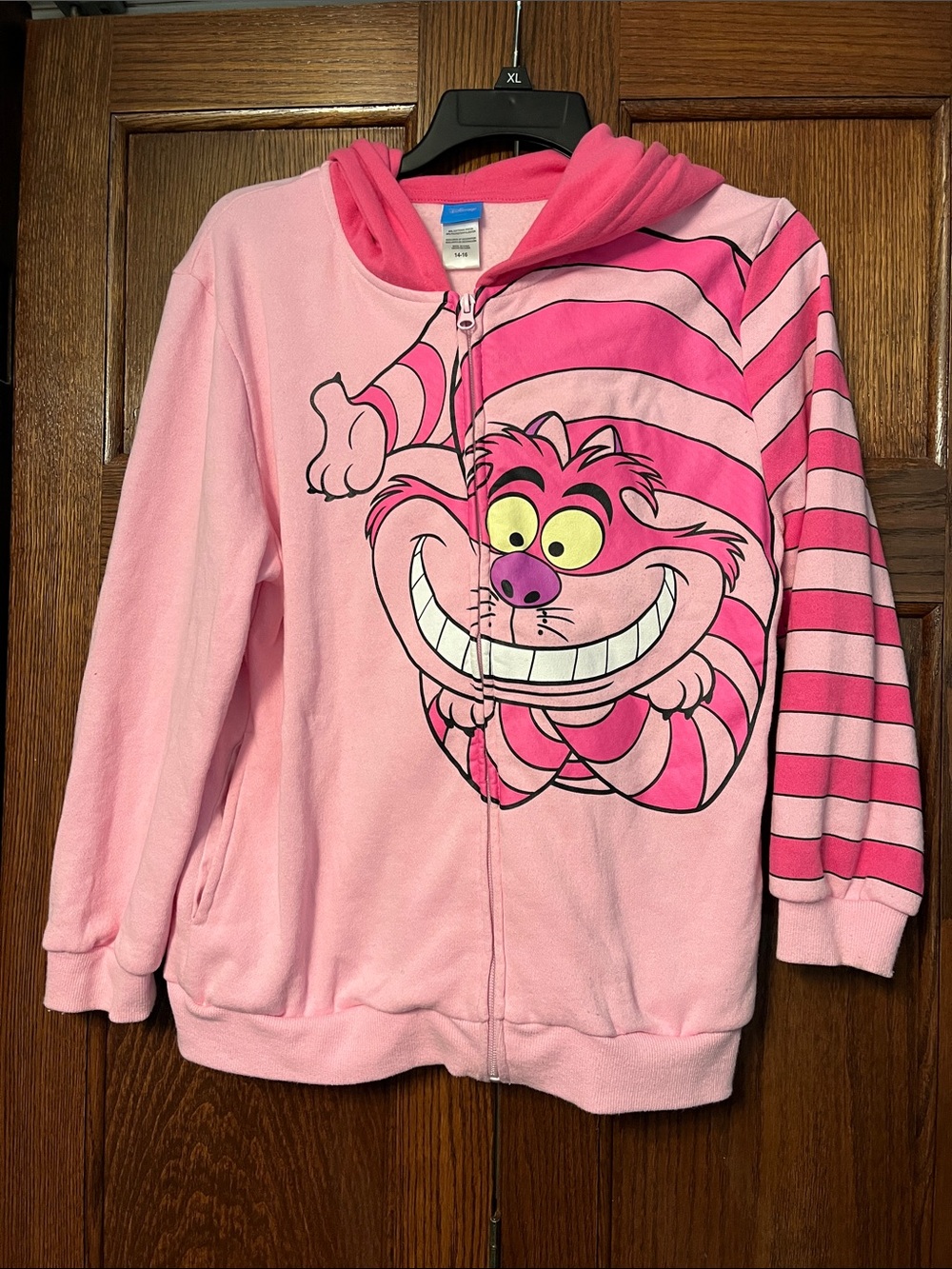 Disney Pink Cheshire Cat Stripe Zip Hoodie for Kids